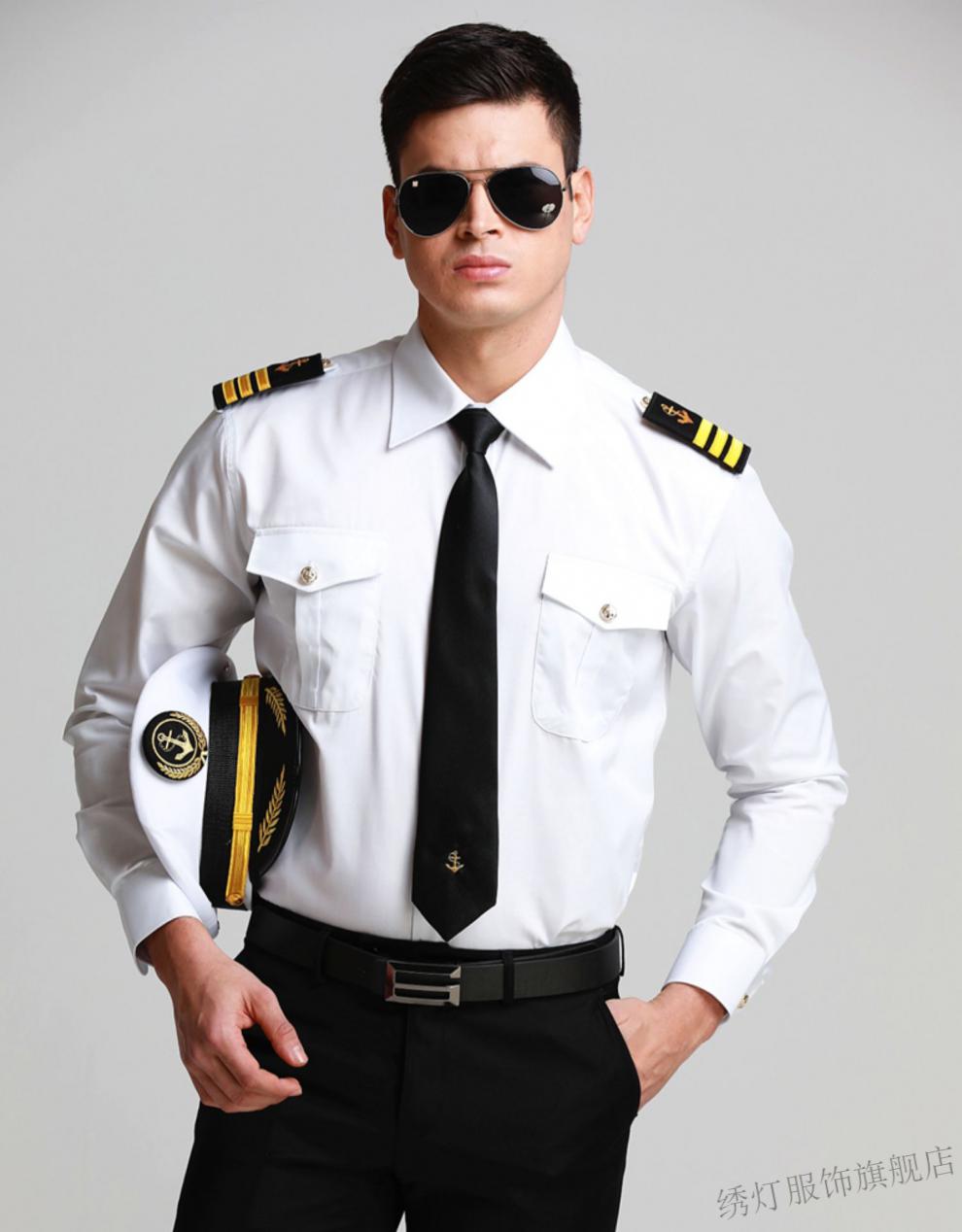 海员制服男船长船员制服空少服白色轮机长水手衬衫邮轮游艇海事工作服
