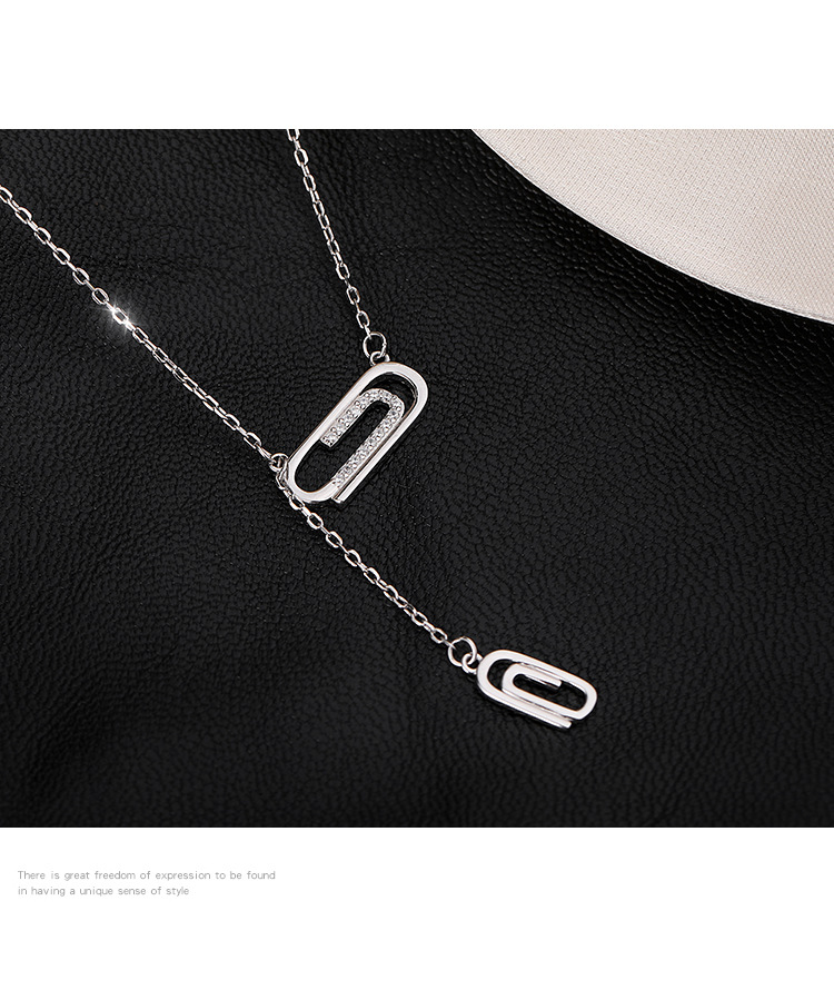 cnlv母亲节礼物回形针项链s925银个性创意别针设计感简约饰品生日礼物