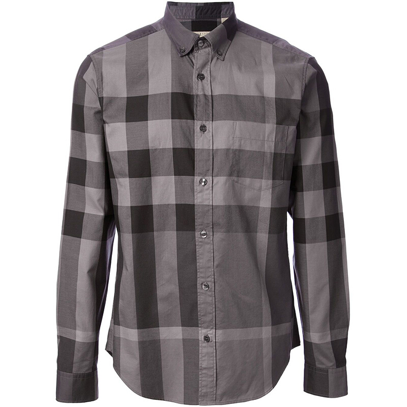 巴宝莉(burberry)衬衣男士经典格纹长袖衬衫代购 蓝灰色3819289 s