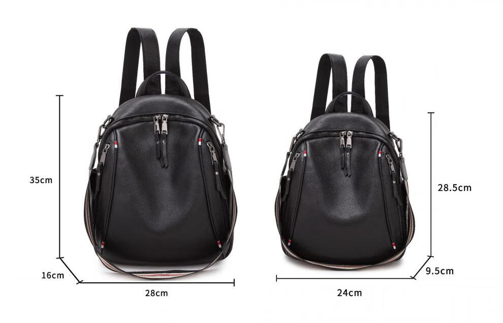 【圣诞礼物】牛皮女士双肩包多功能实用背包时尚出差旅行真皮女包生日