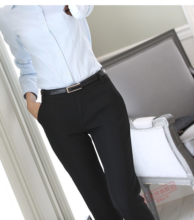 汇美特工作服西裤女士直筒黑色西装裤职业正装小脚西服裤大码服务员
