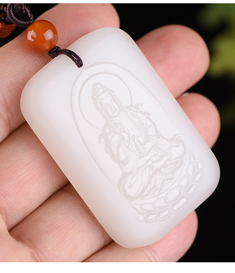 和田玉羊脂白玉观音吊坠男观音玉佩观世音菩萨项链玉石挂件牌 预定