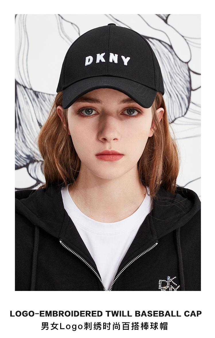 dkny唐可娜儿男女情侣经典复古小标软顶棒球鸭舌帽子运动防晒遮阳奢侈