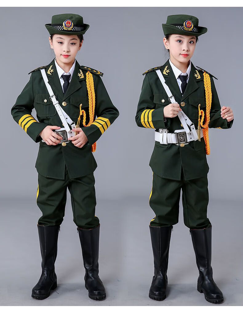 儿童军人套装中小学生升旗手班护卫队三军仪仗队礼宾服装军装 男款 绿
