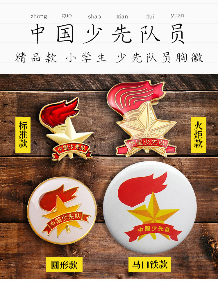 中国少先队队徽小学生队徽徽章标准款安全别针少先队员吸铁石胸章