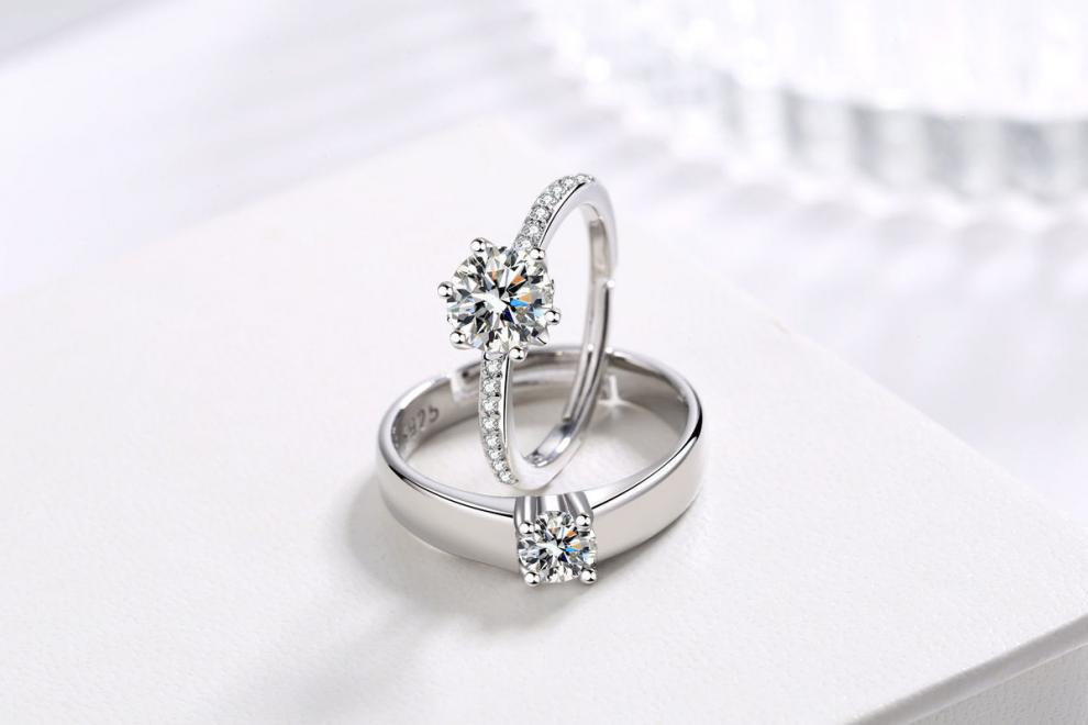 时光巷陌配证书925银戒指女开口情侣指环男女韩版不掉色婚戒钻戒活口1