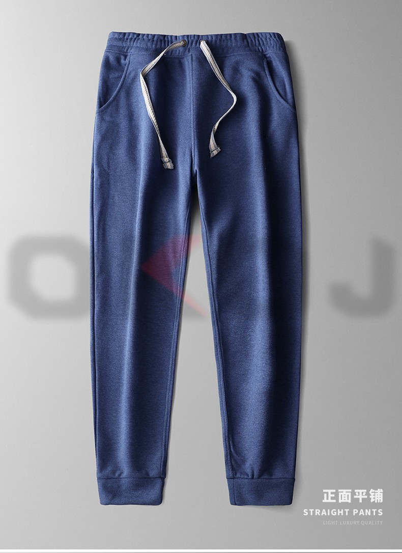 okoj品牌2022夏季新款小脚松紧腰运动裤男蓝色宽松休闲卫裤牛仔蓝1954