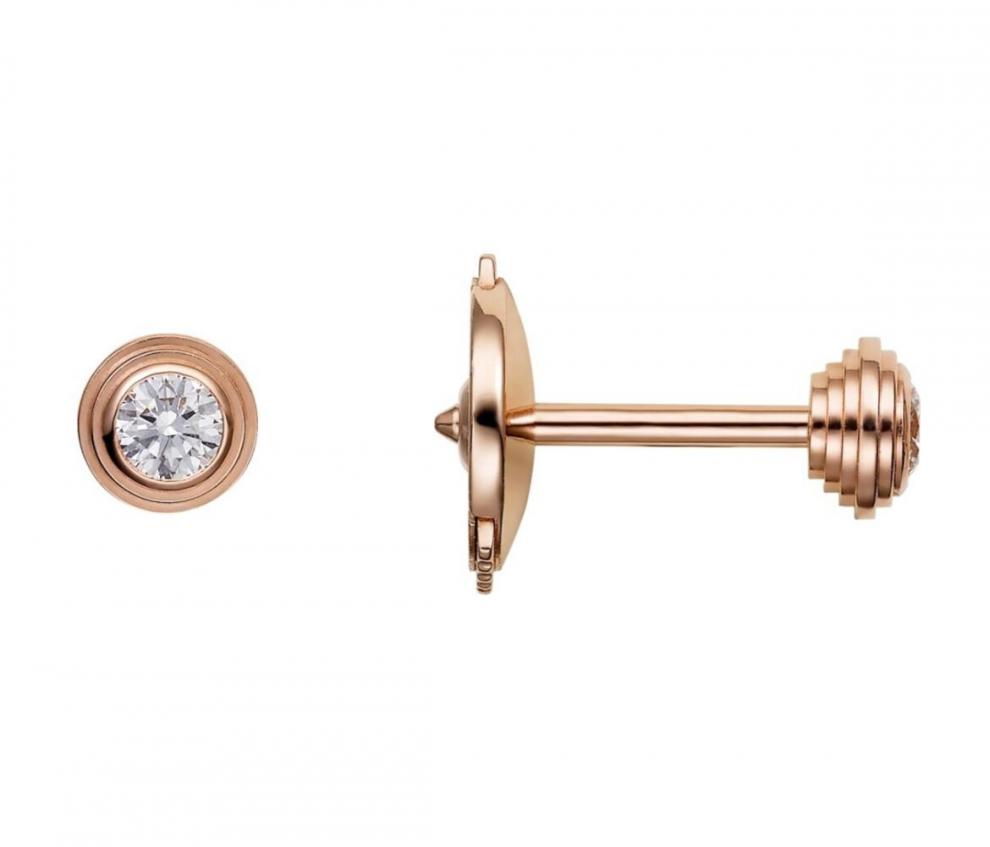 cartier卡地亚18k玫瑰金钻石耳钉耳环b8301214