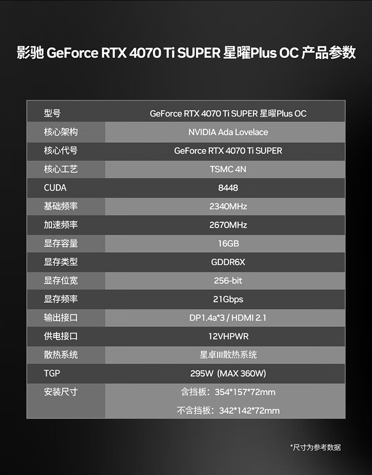 影驰推出 RTX 4070 Ti SUPER 星曜 Plus OC 显卡,首发价 6799 元