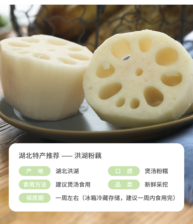 洪湖莲藕新鲜煲汤粉藕5斤正宗九孔糯米藕现挖藕带泥湖北特产面藕500g