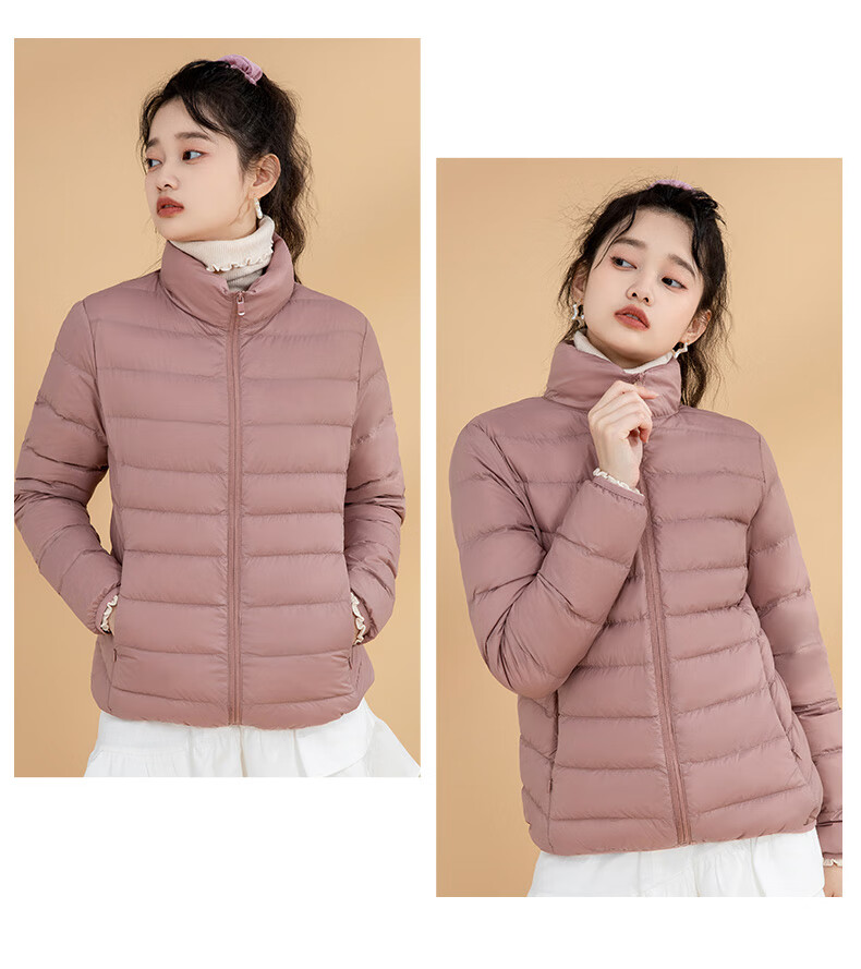 雪中飞轻薄羽绒服女2022年新款冬轻便薄薄款白鸭绒外套 云雀灰(立领)