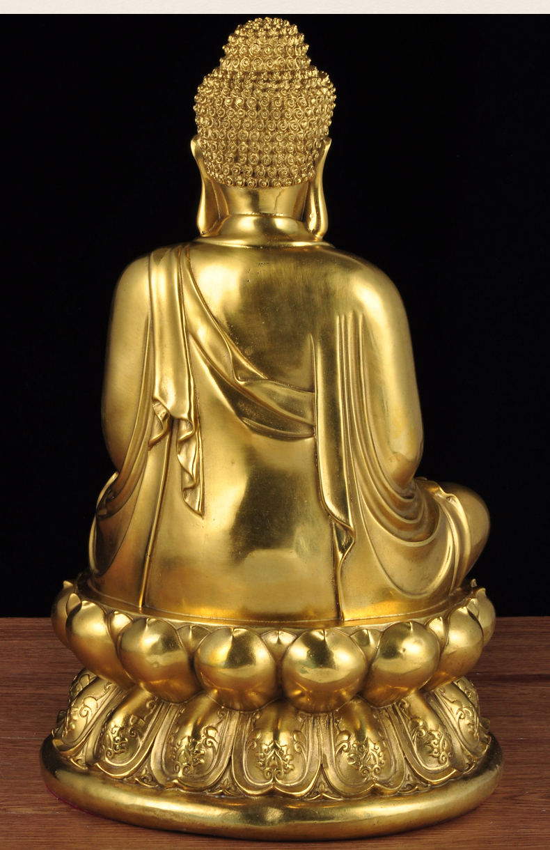 全铜坐莲如来佛摆件释迦牟尼佛家用室内寺庙佛堂供奉佛像工艺品48cm坐