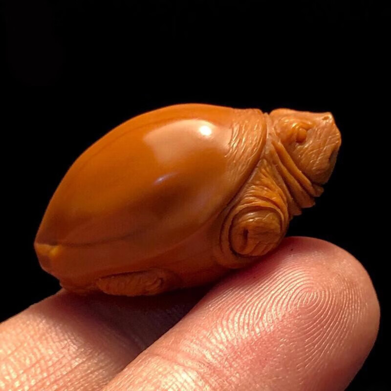 秋痕 甲鱼橄榄核单籽雕刻龟壳富甲天下手把件乌龟挂件吊坠核雕文玩