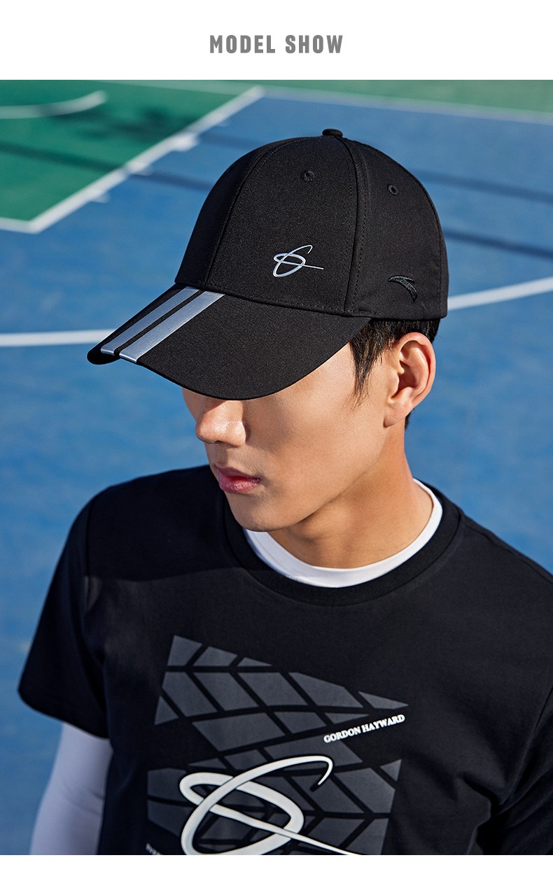 安踏帽子海沃德运动帽子男新款鸭舌帽黑色户外跑步休闲运动棒球帽
