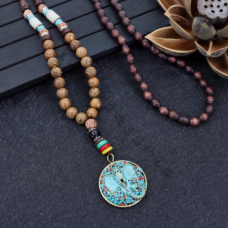 木珠挂件吊坠尼泊尔风复古长款项链男女简约藏式文艺百搭毛衣链民族风