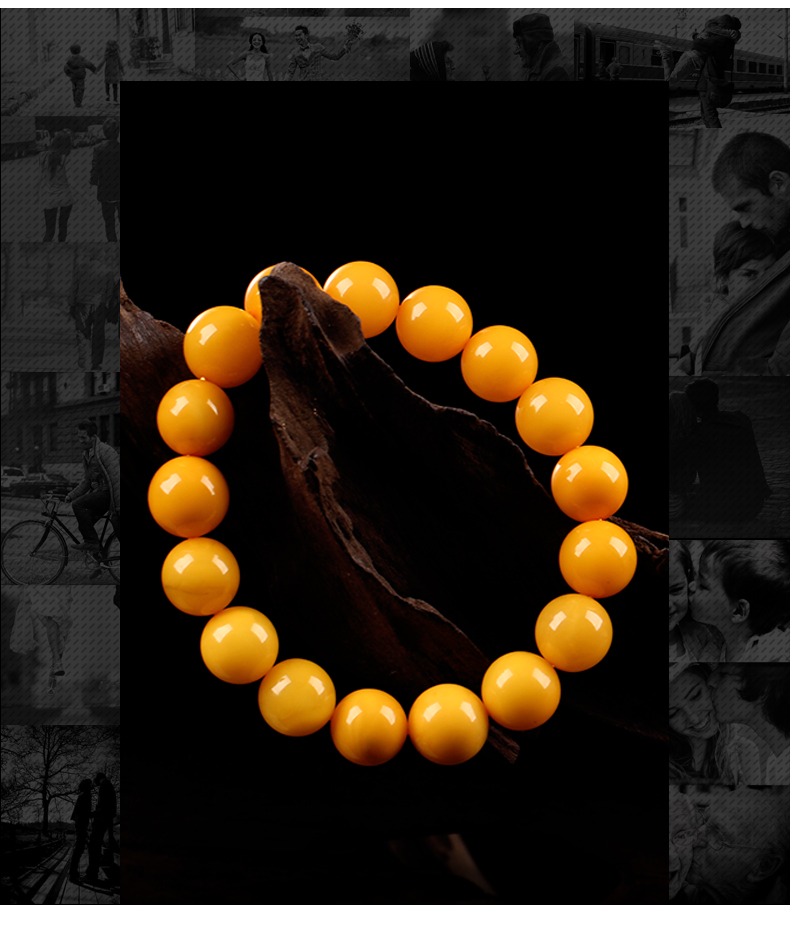 珍韵缘老蜜蜡手串男士蜜蜡手链满蜜单圈琥珀手串男女款佛珠手链140144