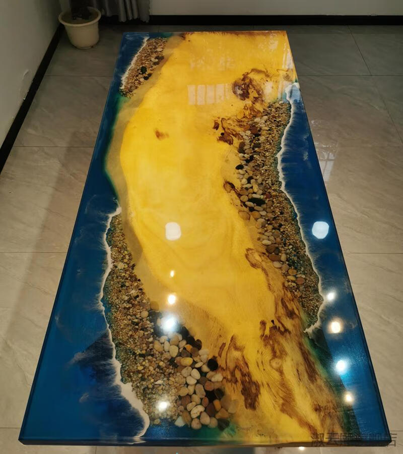 高透明环氧树脂胶河流桌 环氧树脂河流桌实木大板餐桌茶桌茶几茶台