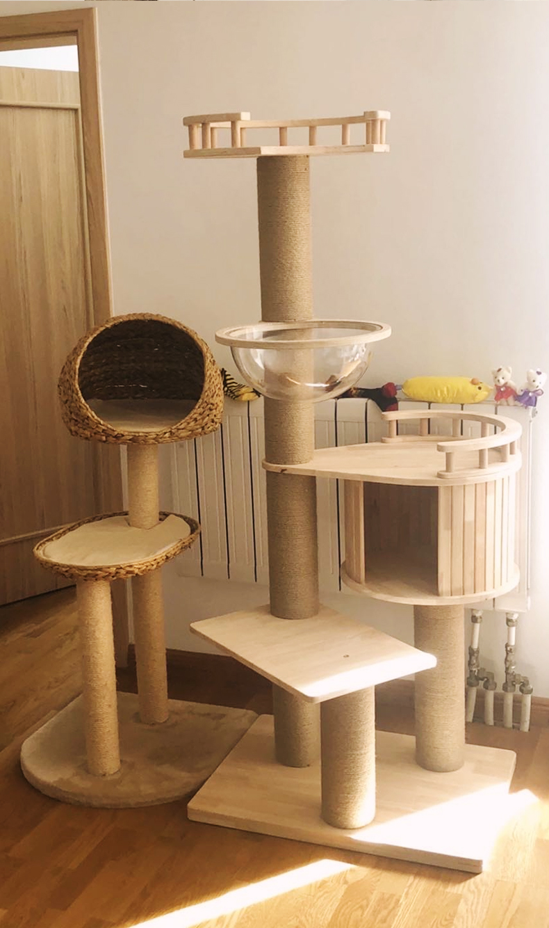 水星喵记缅因布偶西森大型巨型实木柱子猫爬架麻绳猫树豪华猫抓柱 卡