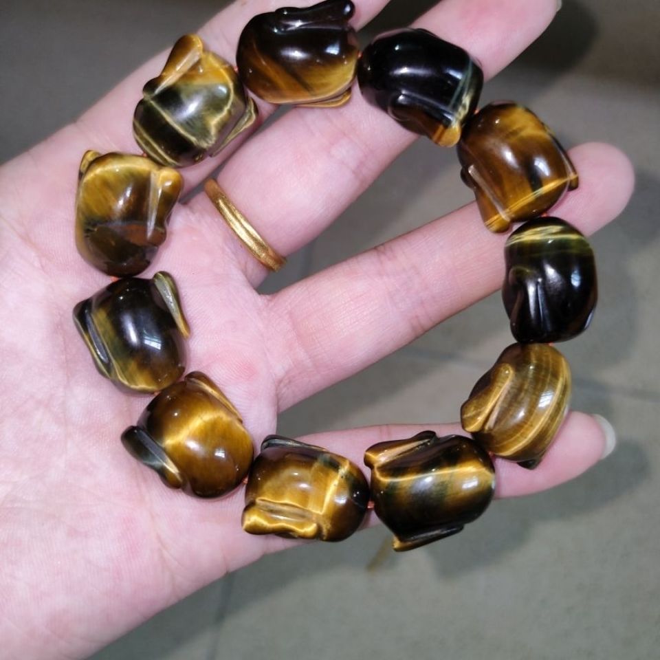 猫眼石手链头佛虎眼石佛头手串双面佛头民族风时尚饰品天然【图片