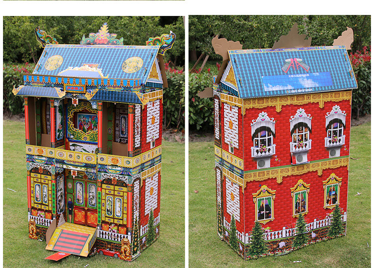 经美祭祀烧纸扎别墅成品立体二层免组装纸房子冥屋寒衣节阴间纸钱用品