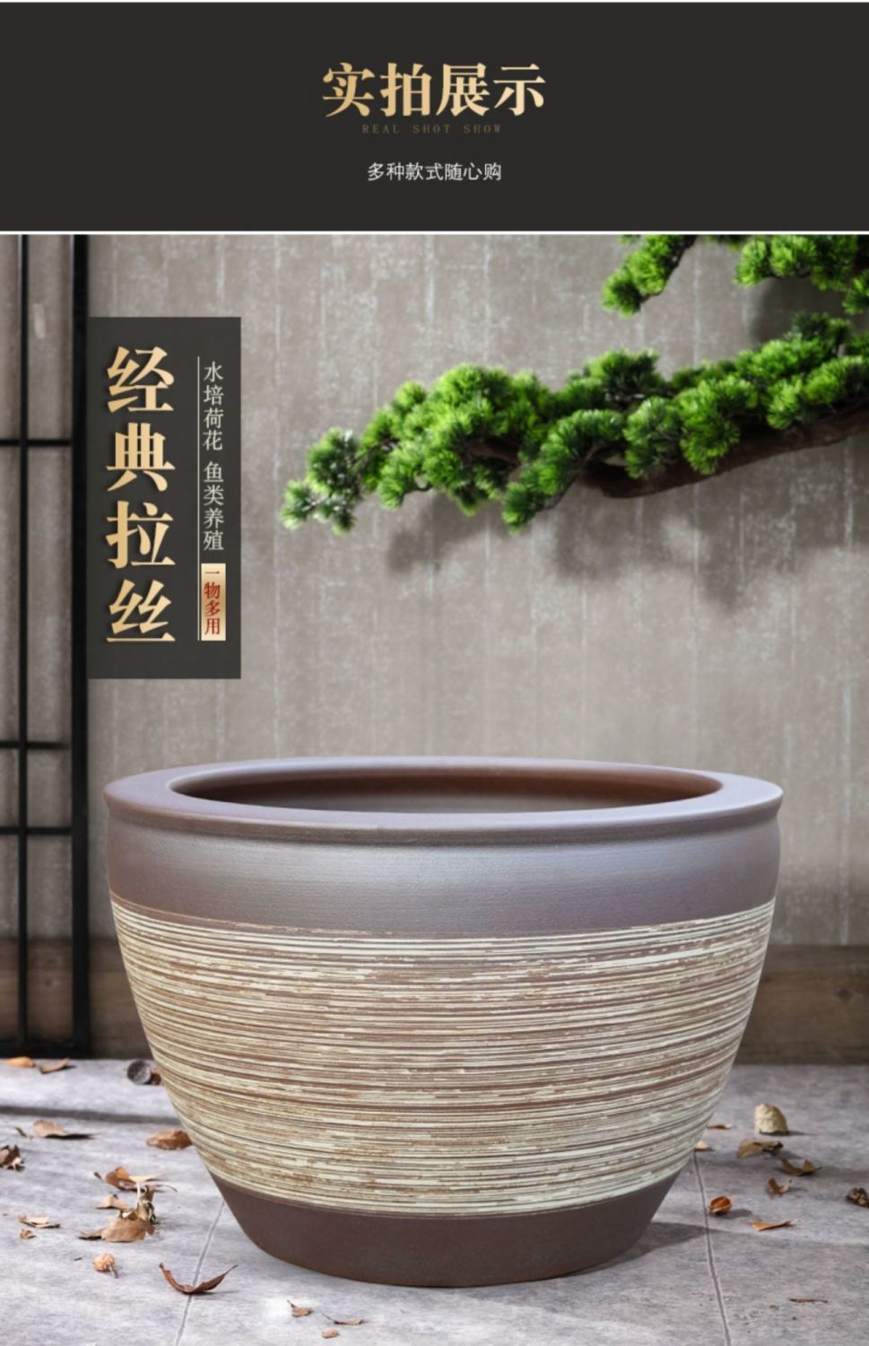 蓝桂景德镇陶瓷鱼缸荷花缸睡莲盆专用缸室外水缸庭院老式特大号养鱼缸