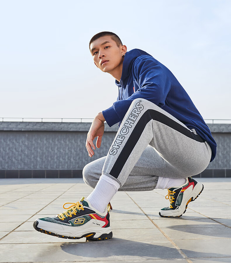 skechers斯凯奇官方明星螺纹收口男子长裤运动休闲裤l320m151 l320