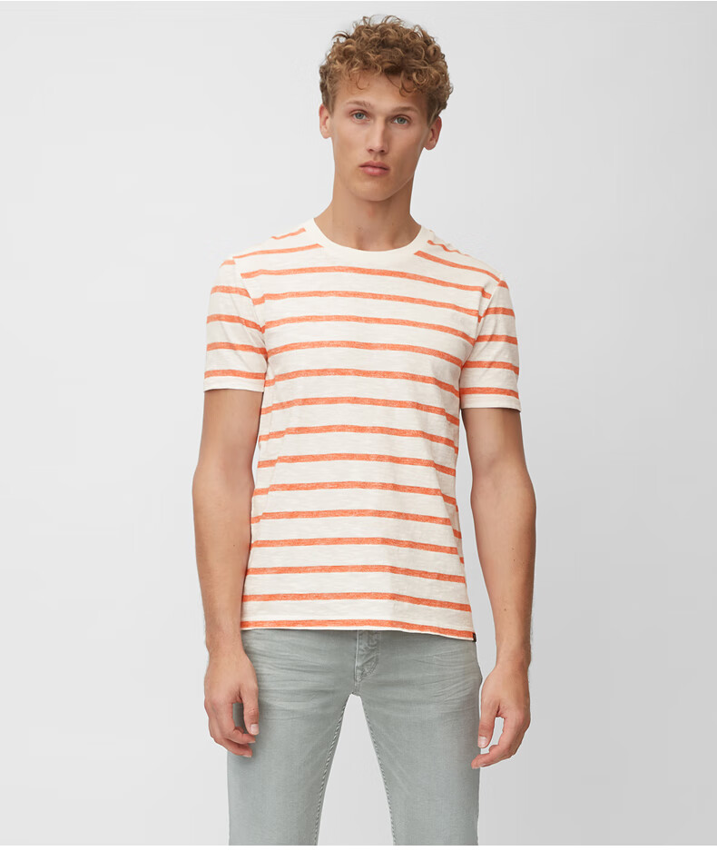 marcopolo马可波罗奢侈品男装纯棉条纹短袖t恤浅蓝条纹t87s170