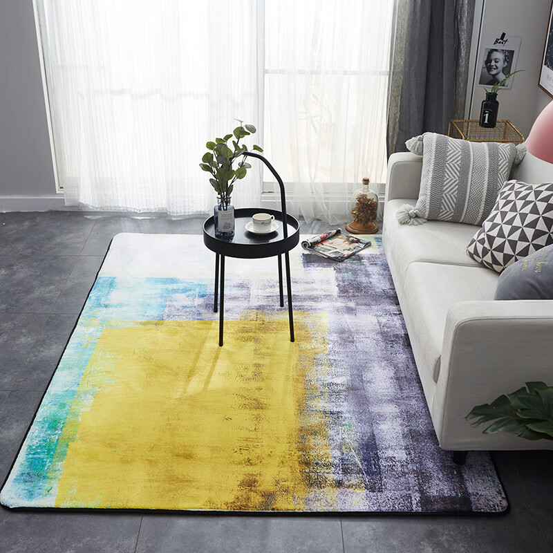 水晶绒地毯简约欧式加厚短绒客厅茶几毯家用沙发地毯垫子卧室床边毯