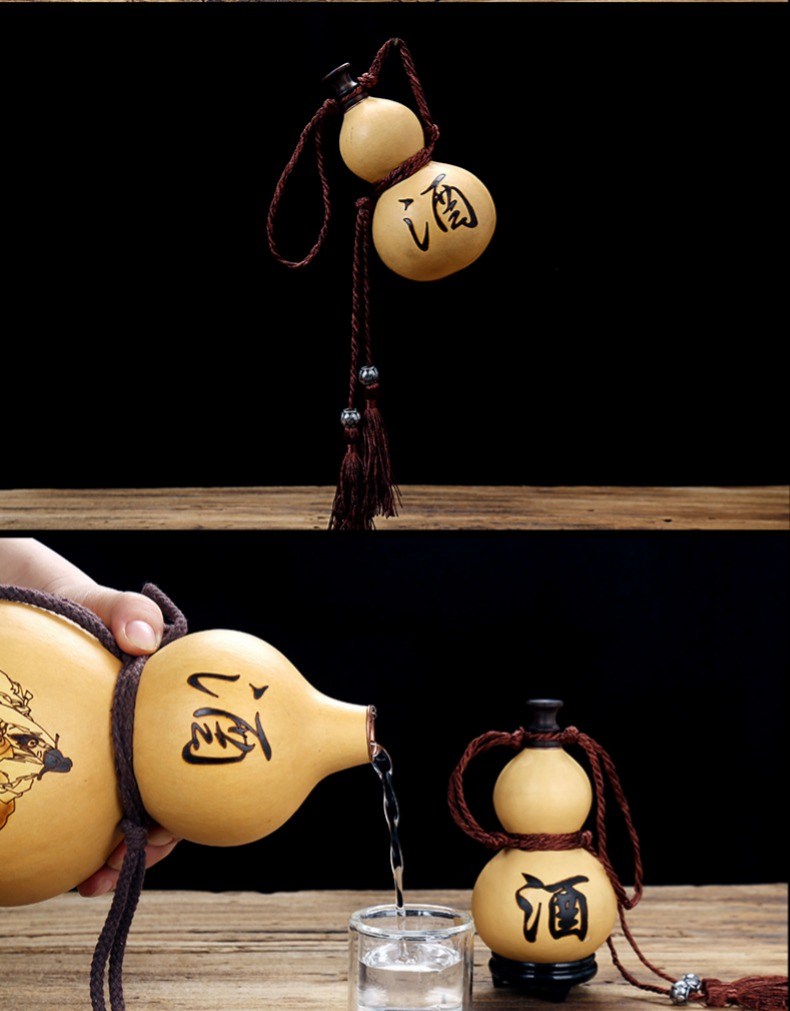 天然葫芦水壶葫芦酒壶耐高温古风装酒瓶道具网红随身喝水壶杯挂件