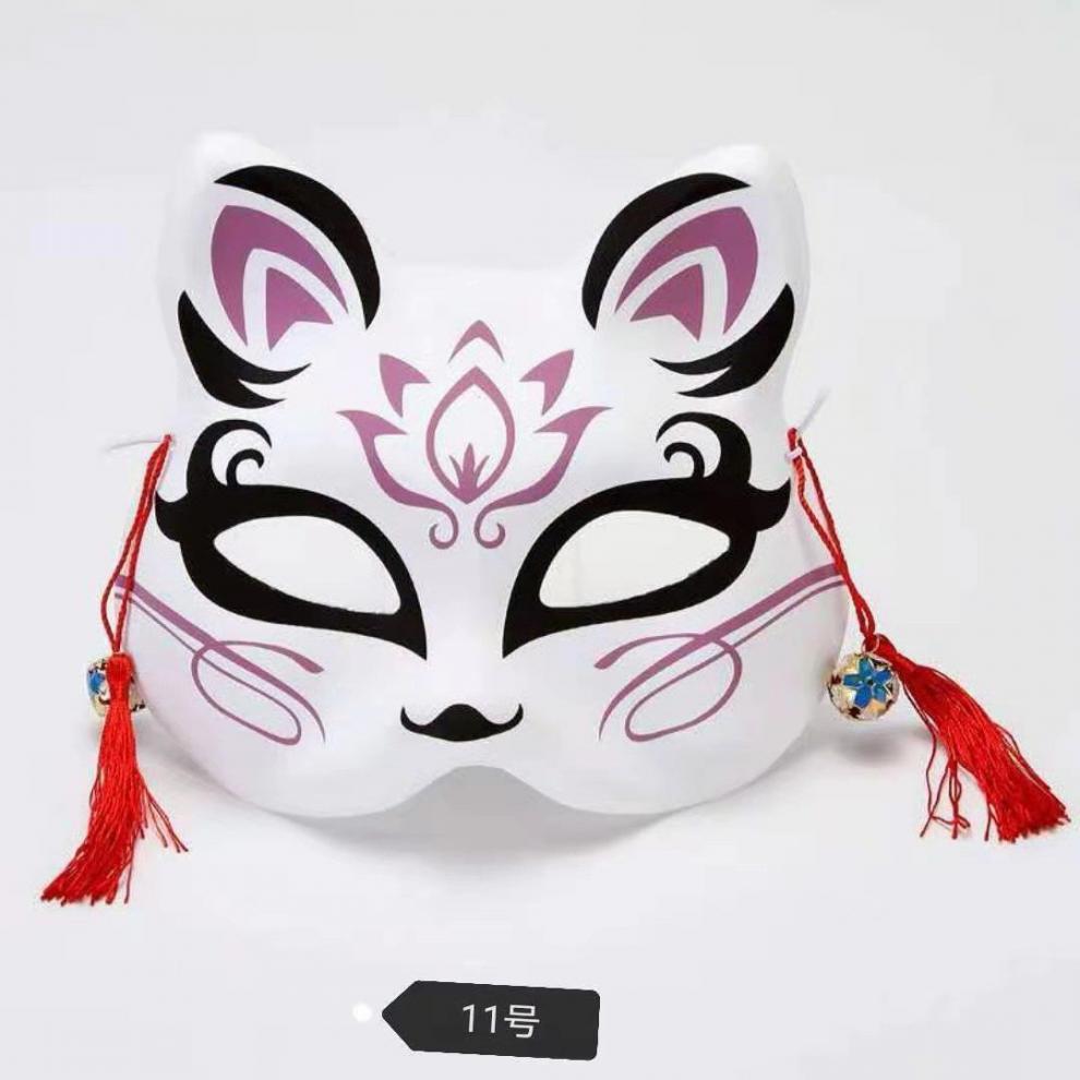 猫面具半脸古风二次元萤火之森动漫网红万圣节道具北极象彩莲花1个装