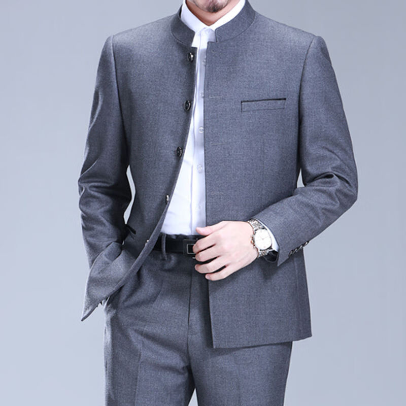 特价捡漏恒源祥高端品牌同款中华立领男士中山装西服套装职业中式西装