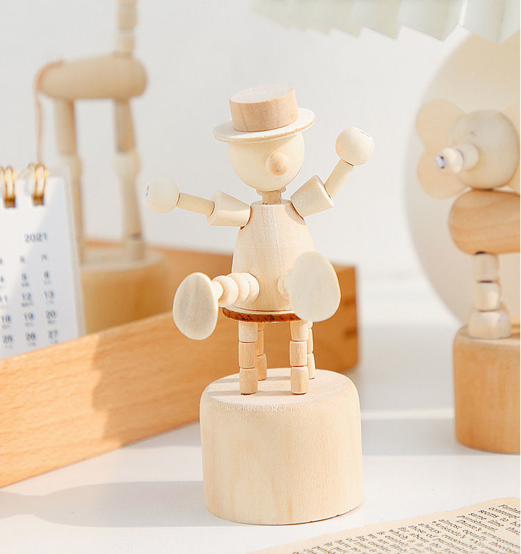 520礼物治愈系木头人玩偶关节可动创意家居桌面办公室摆件送男生朋友