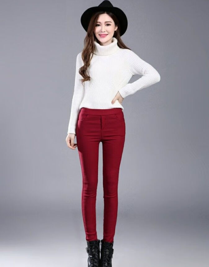 新品白色打底裤女士外穿长裤秋冬款加厚加绒紧身弹力黑色女裤铅笔裤酒