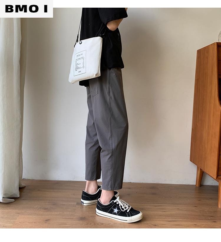 高端品牌夏天fashion休闲裤裤子男夏季薄款韩版潮流ins九分裤小脚宽松