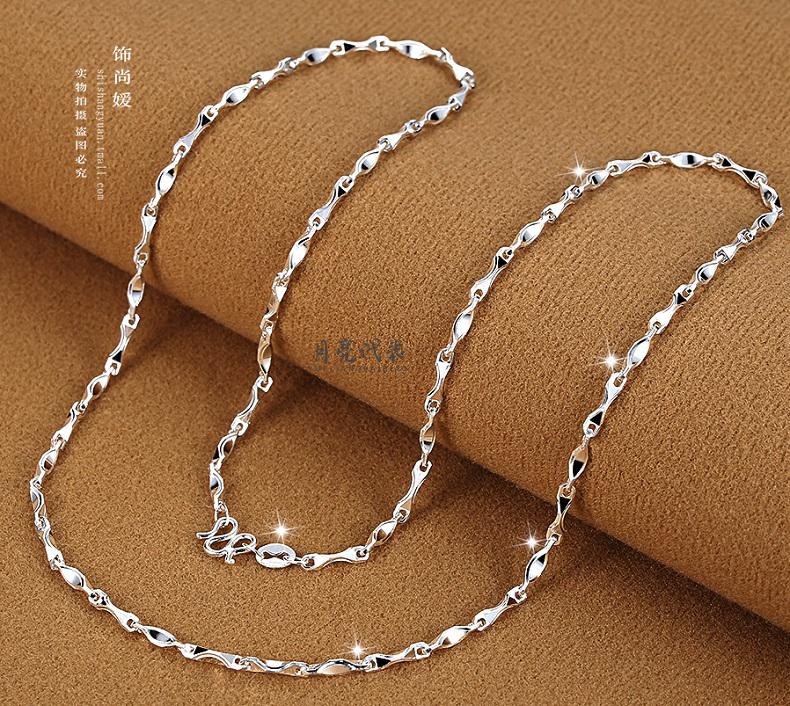 老凤凰银项链999足银女男士足银情侣锁骨链无吊坠银饰品简约情人节