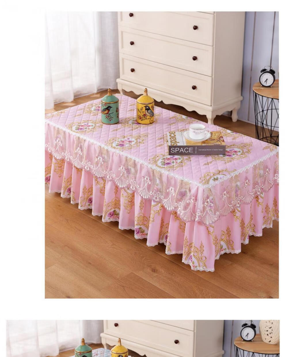 茶几桌布长方形茶几套罩布艺蕾丝餐桌垫客厅家用欧式电视柜防尘罩素色