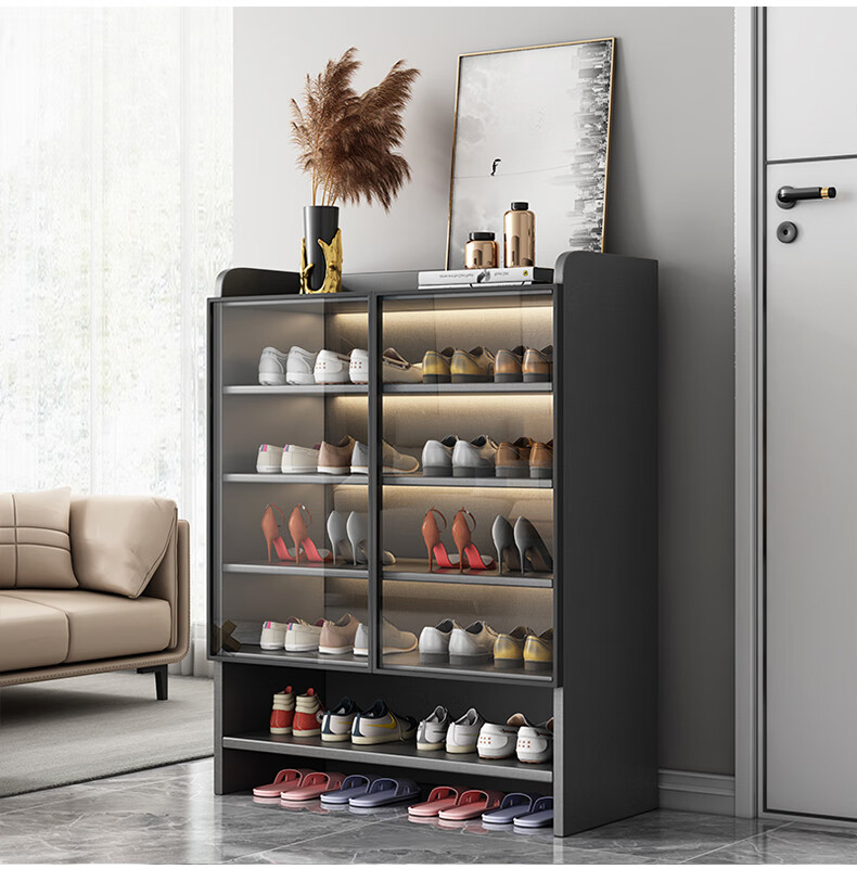 可狄 鞋柜门口 入户门轻奢玻璃门鞋柜家用进门口外简约现代玄关柜入户