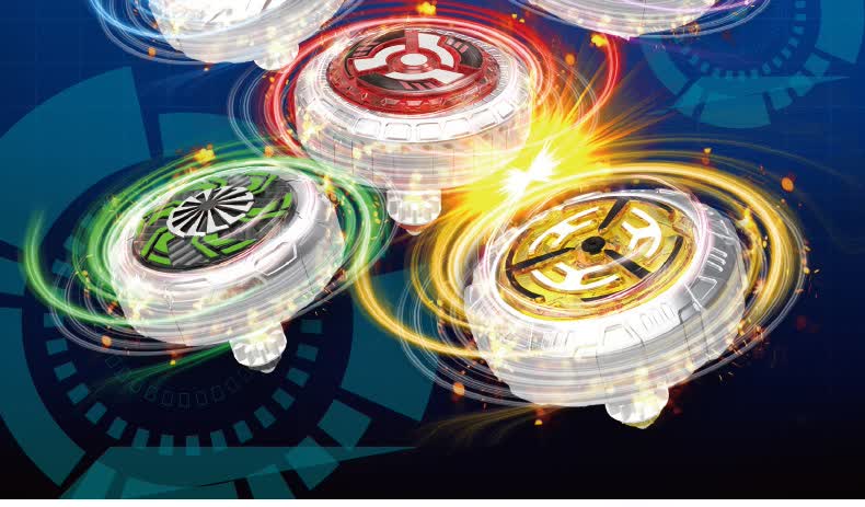 魔幻陀螺4代旋转旋风陀螺雷影六发核聚能引擎发射转盘梦幻陀螺枪男孩