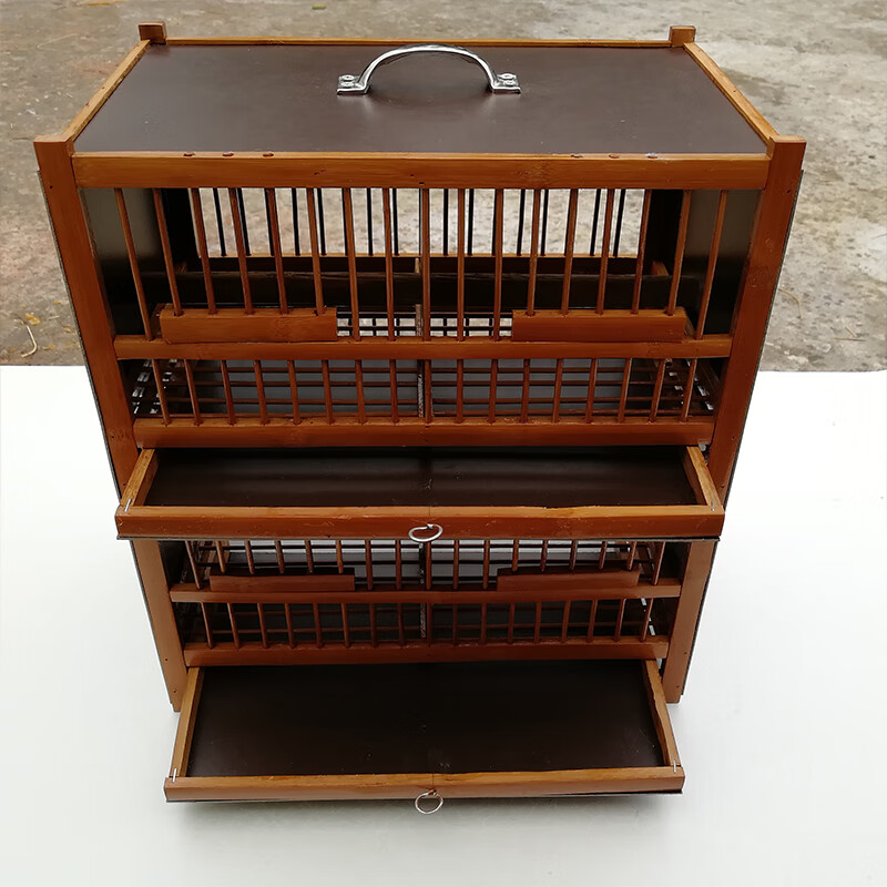 鸟笼上山运输排笼竹制绝缘板大号上油排笼画眉鸟养笼格笼 8格原色排笼