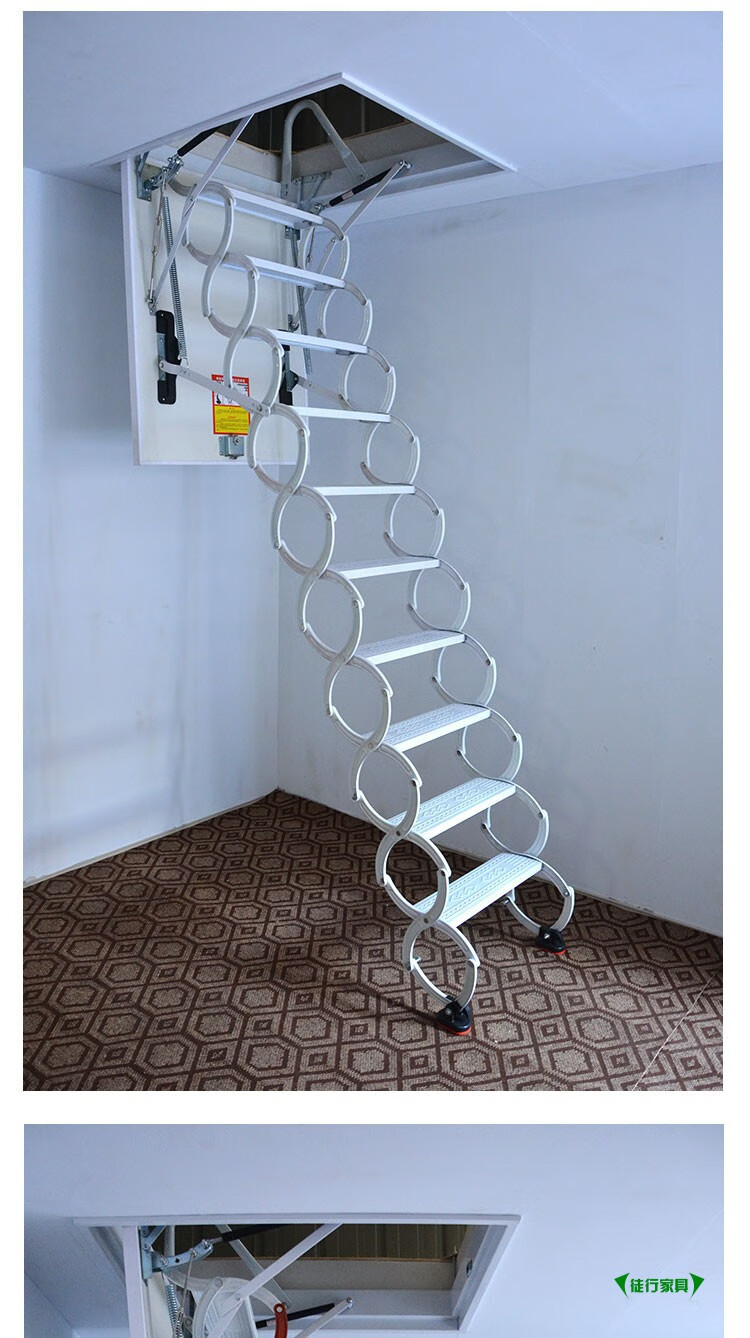全自动电动加厚钛镁合金阁楼伸缩楼梯升降楼梯伸缩梯特司悠家用别墅