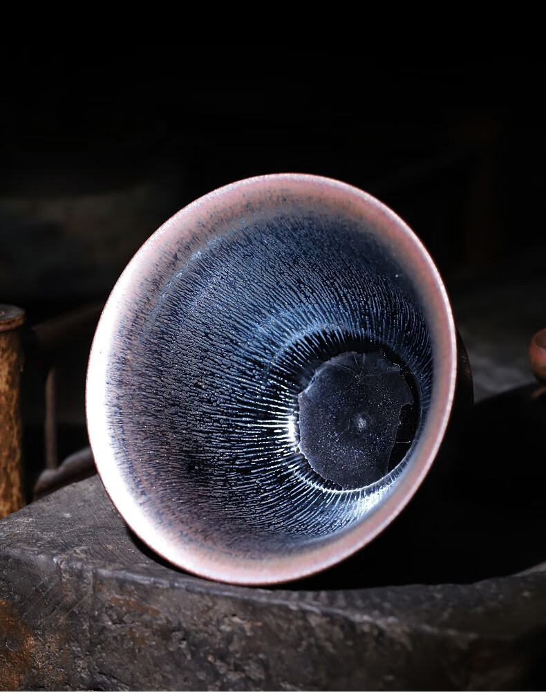 建阳原矿釉陈国飞手工建盏高足盖碗茶杯正品陶瓷铁胎手抓壶泡茶碗 陈