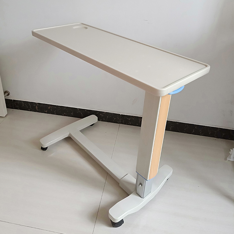 医院可升降移动餐桌电脑床边桌月子病床护理桌过床桌医用餐桌 米白色