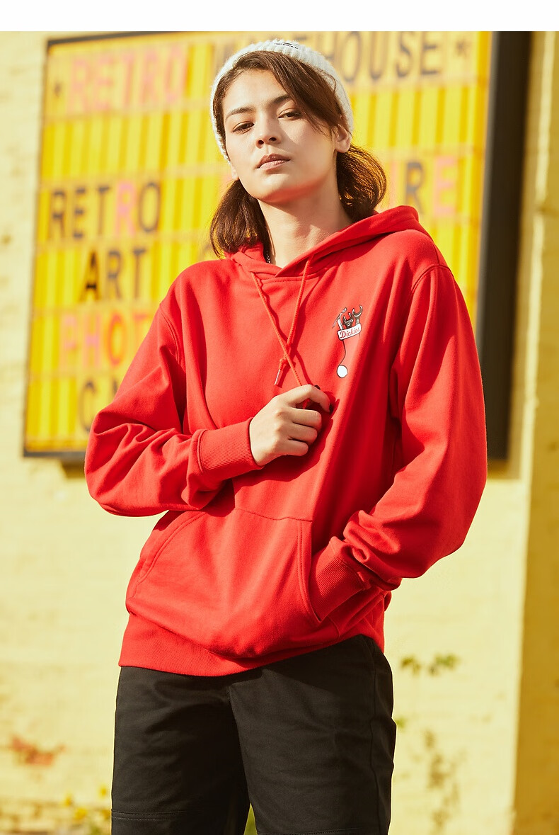 dickies卫衣男迪凯斯官方新年本命年红色卫衣女情侣装连帽卫衣加绒