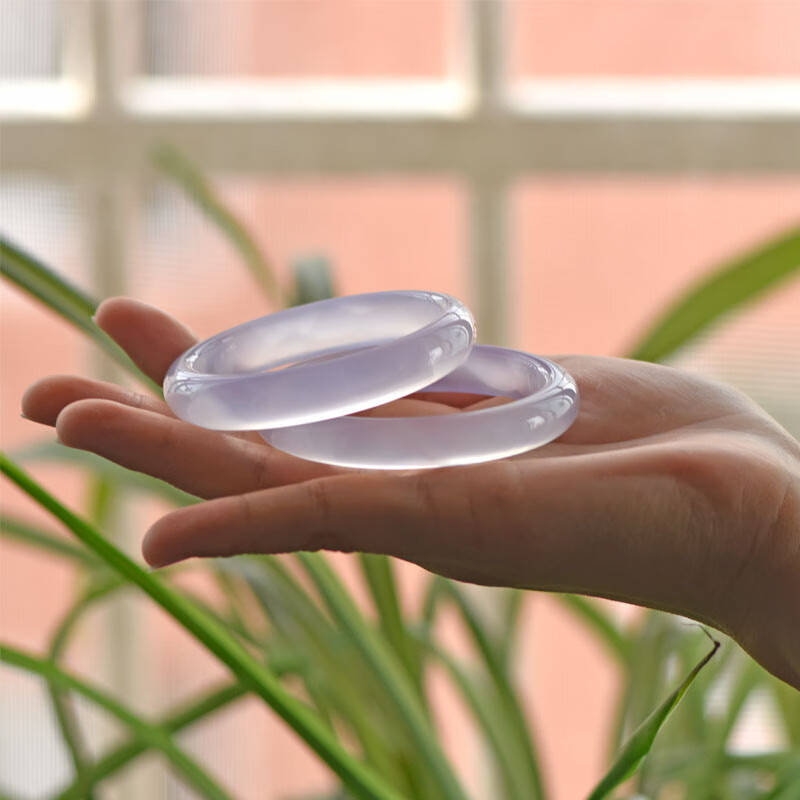 玲枭荔枝冻天然白泛紫玉髓手镯女式小众瑞丽冰透玉石玛瑙镯子60mm