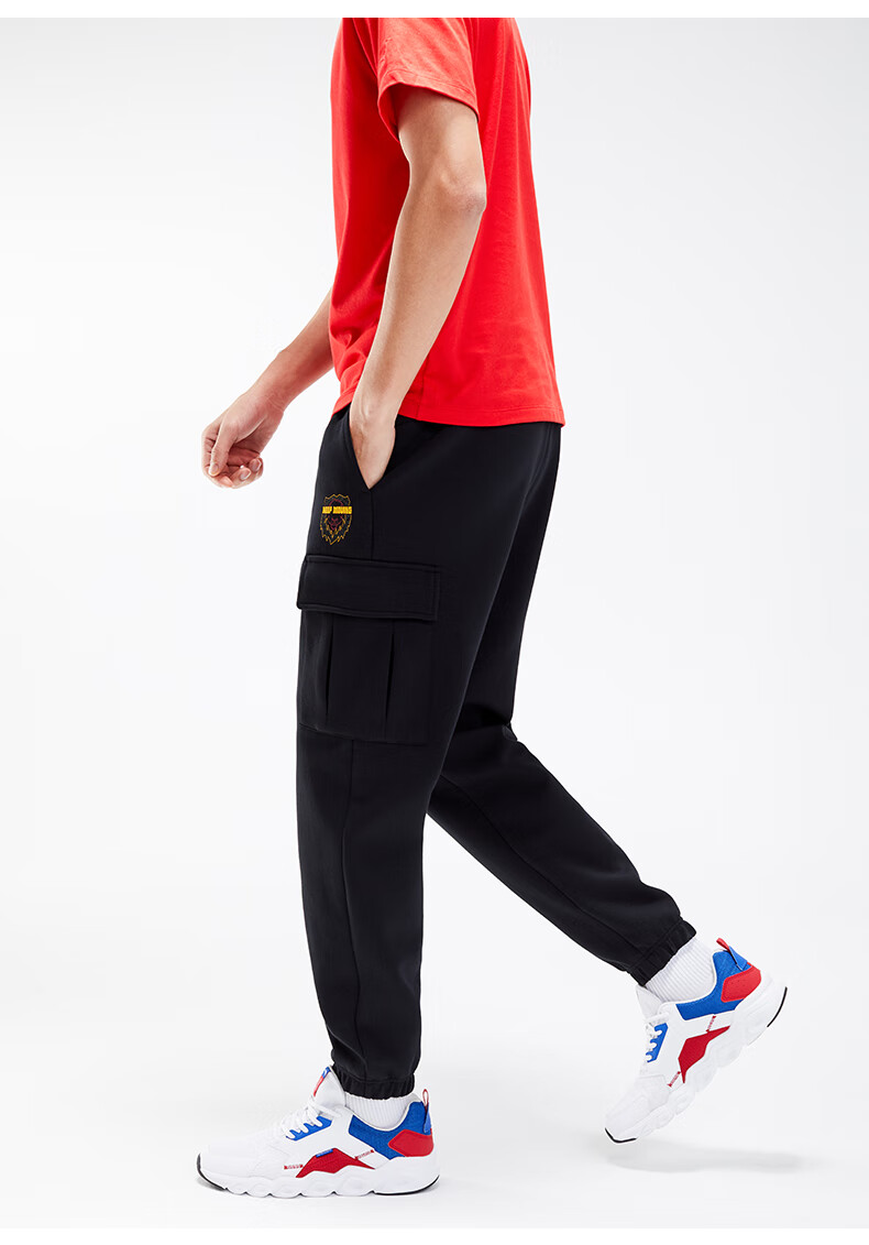 安踏工装裤男2020秋冬新款新品雄狮印花休闲长裤男潮流宽松工装运动裤