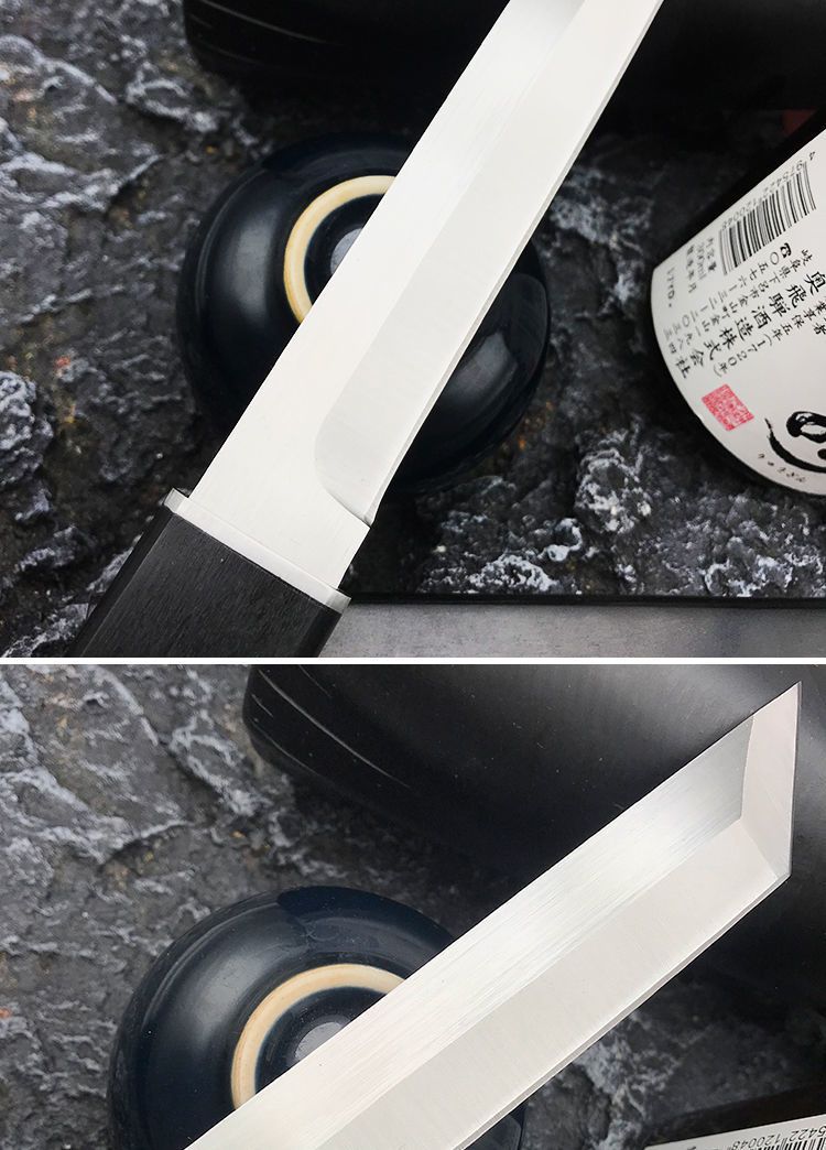 日式菊田水果刀d2钢高硬度户外武士短刀一体钢水果刀野外求生小刀佩木
