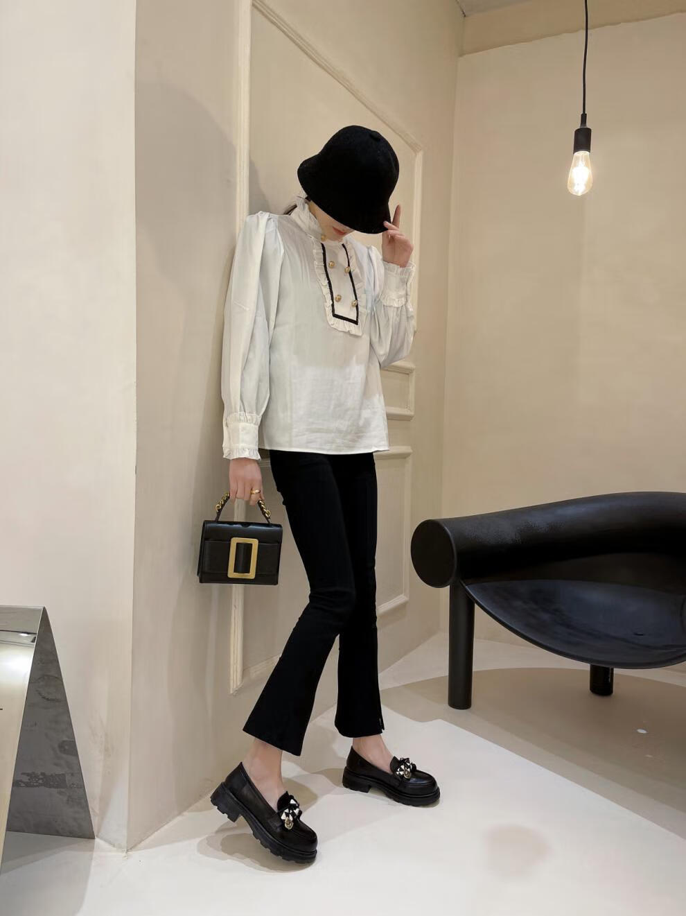 厚底乐福鞋女蝴蝶结2022春夏季新款小皮鞋女日系学院风软皮粗跟单鞋