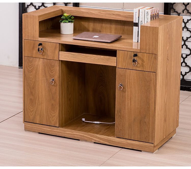 吧台收银台新中式养生馆采耳足浴疗饭店柜茶楼餐厅实木前台接待台款式