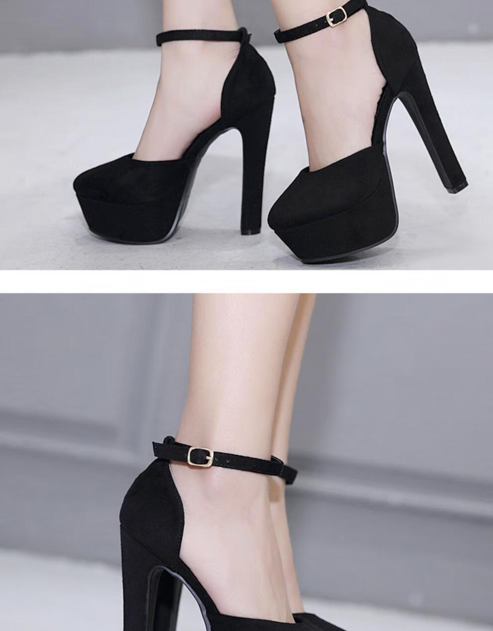 大号特大码高跟女鞋粗跟1014cm厘米公分以上欧美裸黑婚礼单鞋超防水台