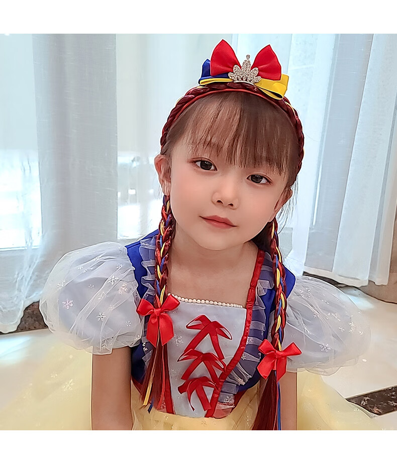 disney迪士尼旗舰官方店可爱白雪公主装扮儿童发饰假发辫发箍头饰碎发